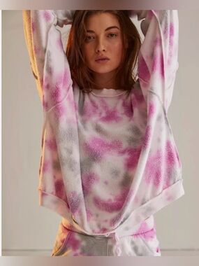 Free People Kelly Washed Tie Dye Hyacinth & Charcoal